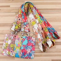 colorful rose flowers lanyards for keys chain id credit card cover pass mobile phone charm neck straps badge holder accessories