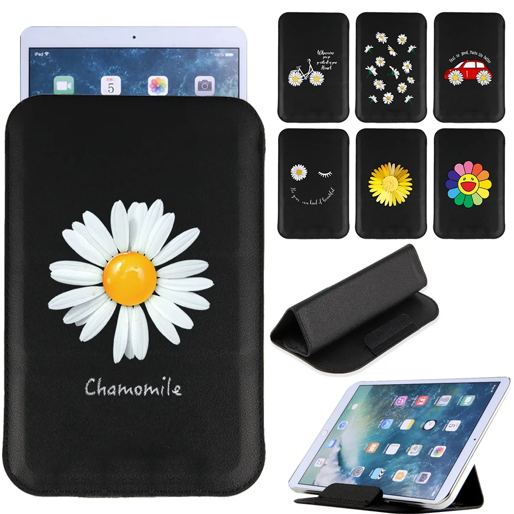

Universal Tablet Bag Case Magnet Pack Sleeve Magnetic Stand Cover Pouch Folding PU Leather Holder Daisy Pattern iPad Accessories