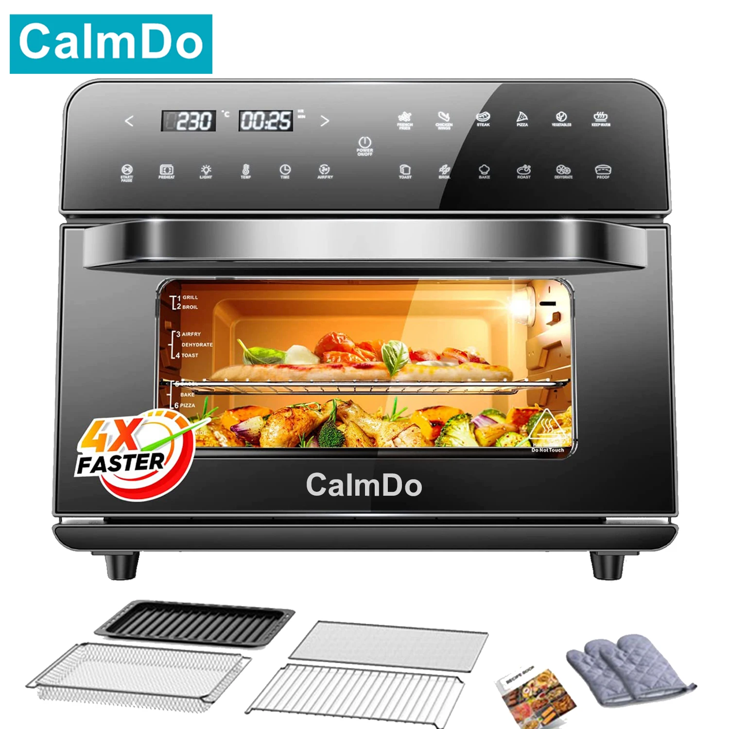 

CalmDo 1800W Air Fryer Convection Oven 25L Digital Touchscreen Toaster Oven with 12 Preset Cooking Programs Pizza Machine Oven
