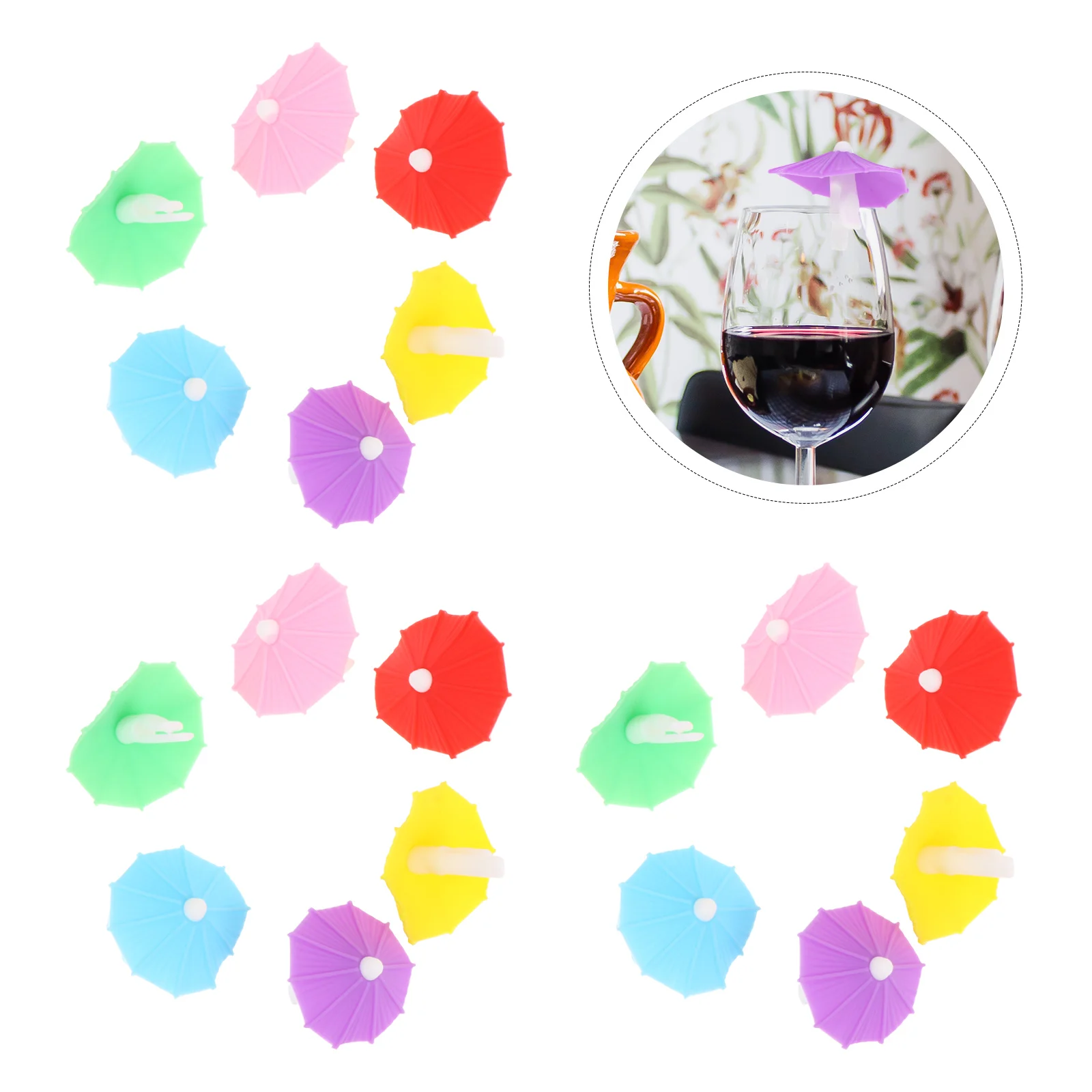 

24 Pcs Glass Marker Holder Tags Cups Umbrella Drink Markers Shape Charms Bar Accessories Silicone