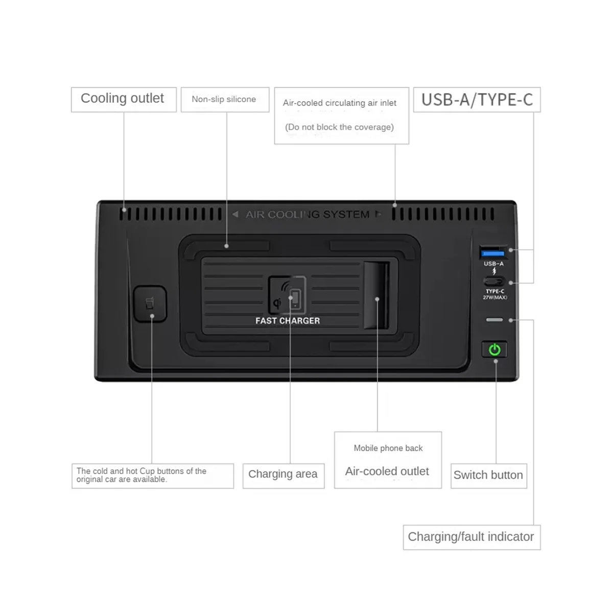 15 Вт автомобильное беспроводное зарядное устройство QI быстрое для телефона