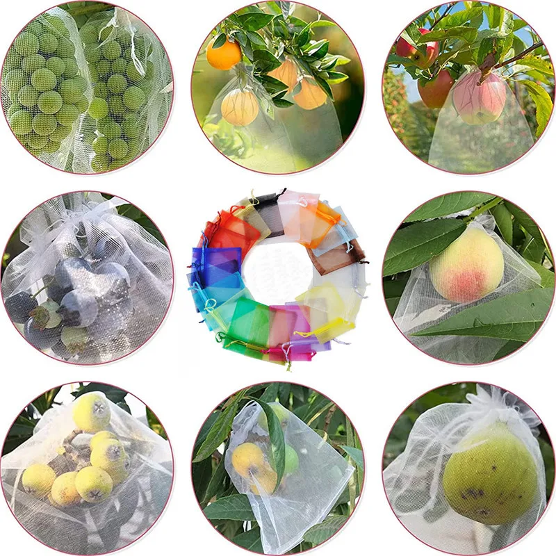 20/50pcs Grape Fruit Protection Bags Agricultural Pest Control Anti-Bird Garden Mesh Netting Bags for fruit trees vegetable images - 6