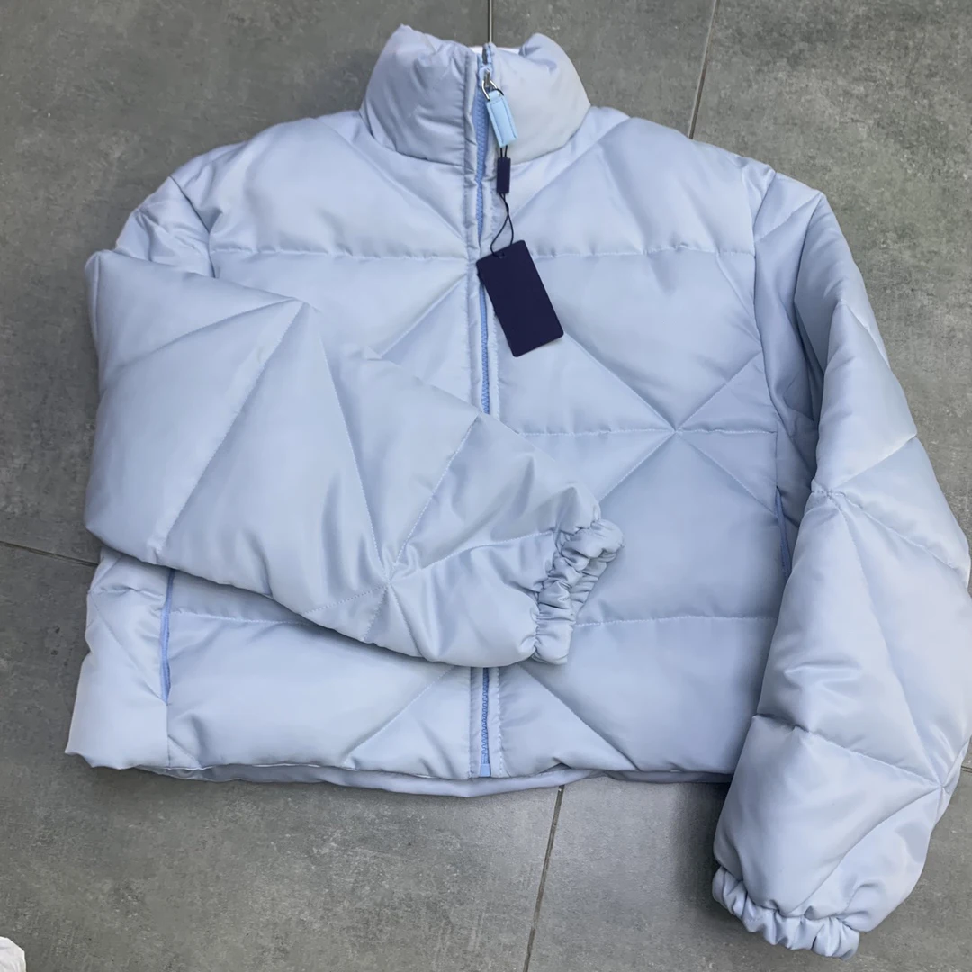 

2021 winter new brand P diamond stand collar loose short women's down cotton jacket