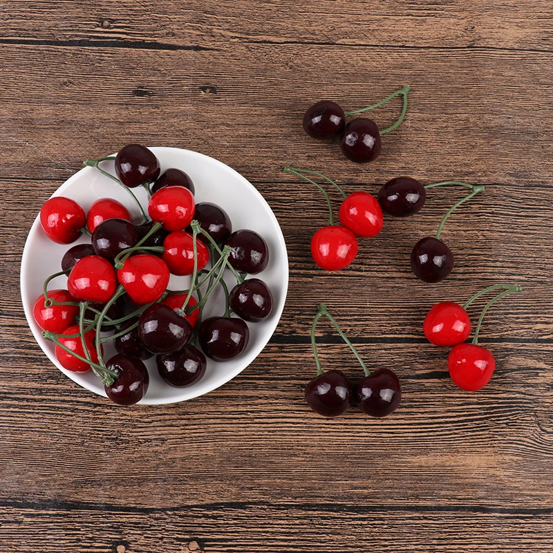 

2/10pcs Dollhouse Fake Cherry Artificial Fruit Model Simulation Cherry Ornament Craft Food Photography props Party Decor