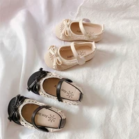 girls princess shoes 2022 spring bow round head lovely lace baby girls shoes soft bottom breathable mesh single shoes toddler