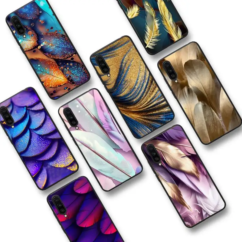 

Chic Bling Beautiful Feather Phone Case For Xiaomi Mi 5X 8 9 10 11 12 lite pro 10T PocoX3pro PocoM3 Note 10 pro lite