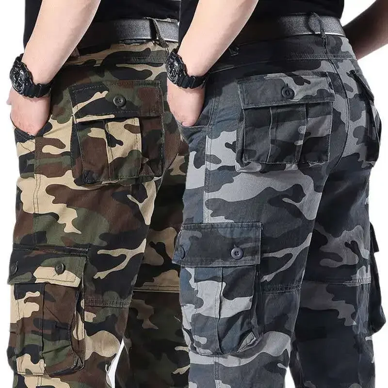 

Camouflage Rechte Cargo Broek Mannen Casual Katoenen Multi Pocket Lange Broek Hiphop Joggers Overalls Militaire Tactische Broek