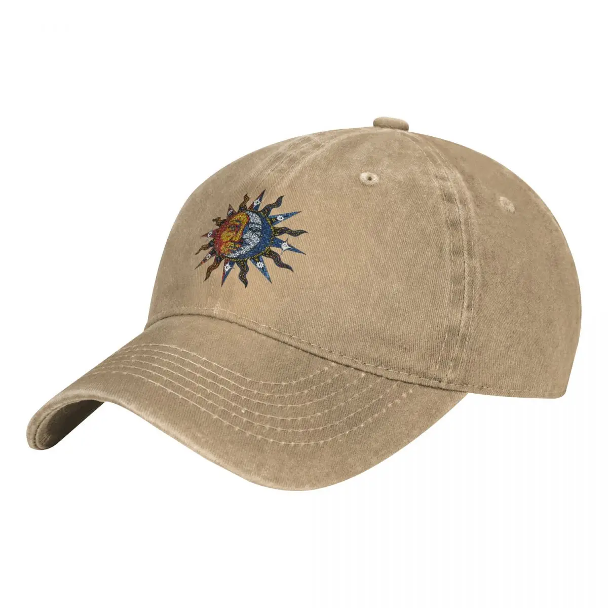 

Washed Men's Baseball Cap Celestial Mosaic Sun And Moon Trucker Snapback Caps Dad Hat Golf Hats