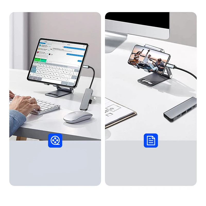 5 в 1 Type C USB 3.1–4K@30 Гц HDTV PD 100 Вт Гбит/с USB3.0/2.0 Порты Концентратор из алюминиевого