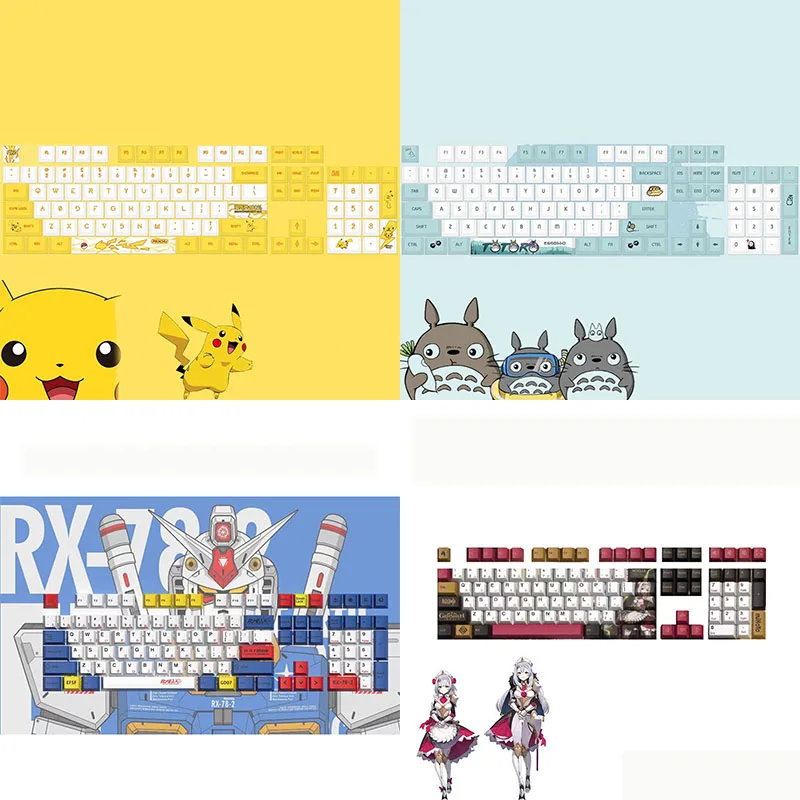 

Pokmon Kawaii Keycap Pbt Sublimation Pikachu Mario Personality Theme Keyboard Mechanical Keyboard Two-Color Sublimation