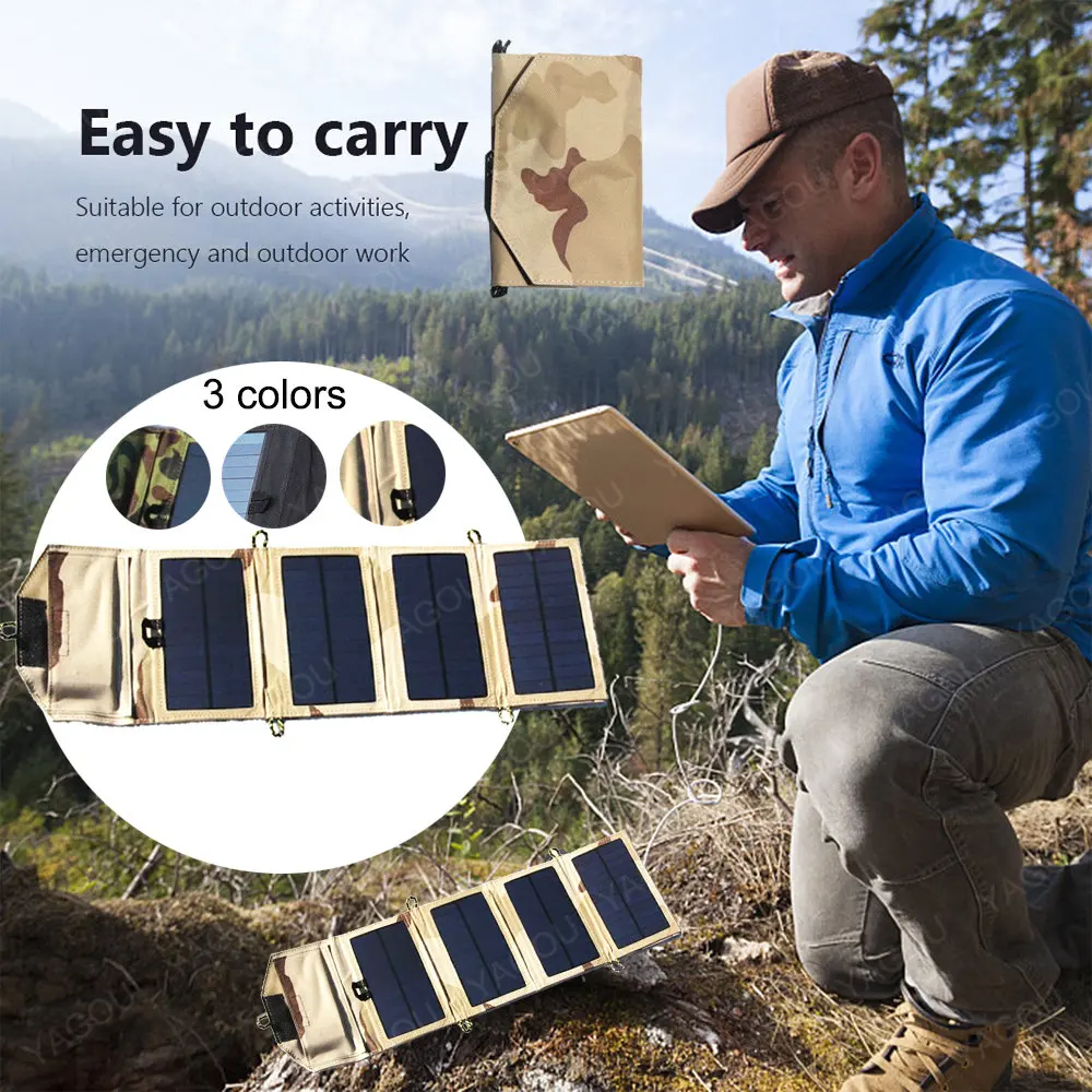 

YAGOU Outdoor 70W Solar Panel Waterproof 5V USB for Phone Power Bank Portable Solar Charger Camping Hiking Accessories 3 Colors