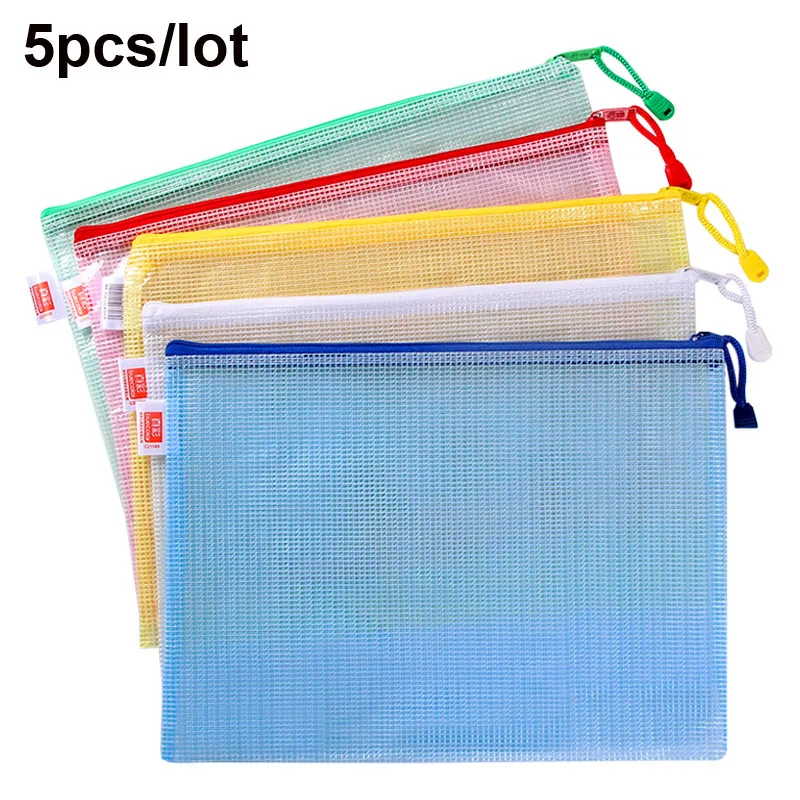 

5pcs/lot Bag File Folder Case Waterproof Paper Bag Stationery Desk Pencil Transparent Storage Document Organizer Sharkbang