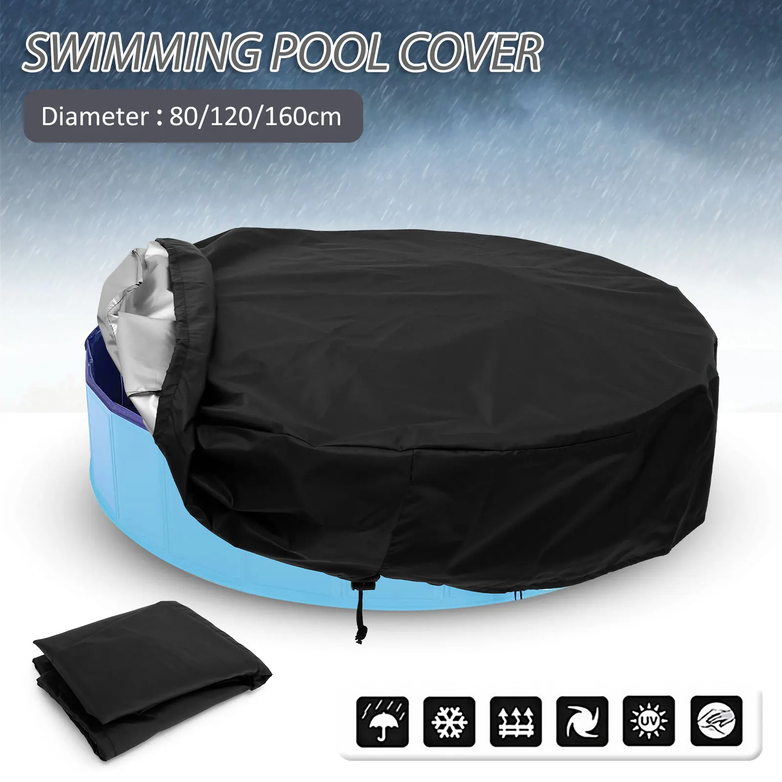 

Dog Pet Bath Pool Cover Foldable Round Dog Swimming Pool Cover with Elastic Edge Waterproof Kiddie Pool Cover Dustproof Dog Pool