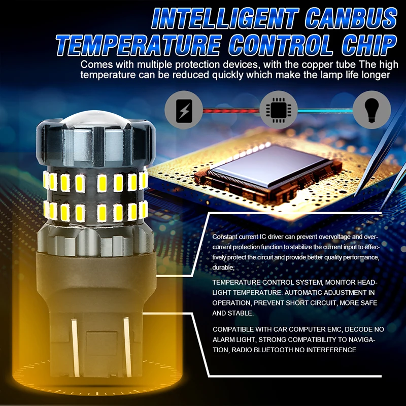 2 шт. лампы для указателей поворота желтого цвета 7440 W21/5W T20