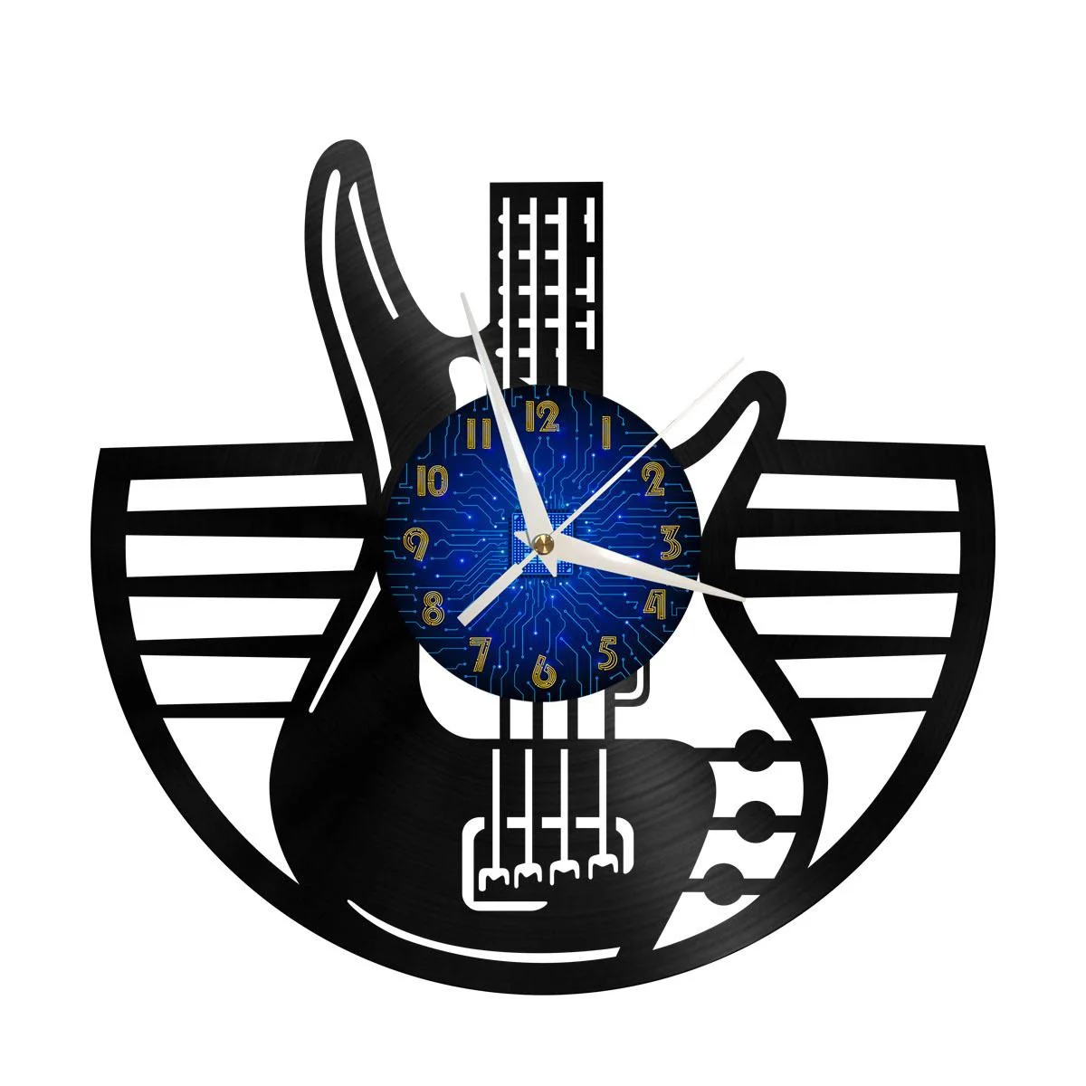 

Electric Guitar Vinyl Wall Clock, Vinyl Record Clock Wall Art Silent & Non-ticking