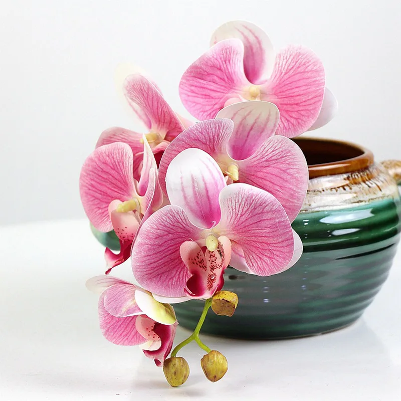 

53CM Orchid Artificial Flower Bouquet PU Fake Living Room Decorations Table Wedding Christmas Home Party Country Life Style Warm