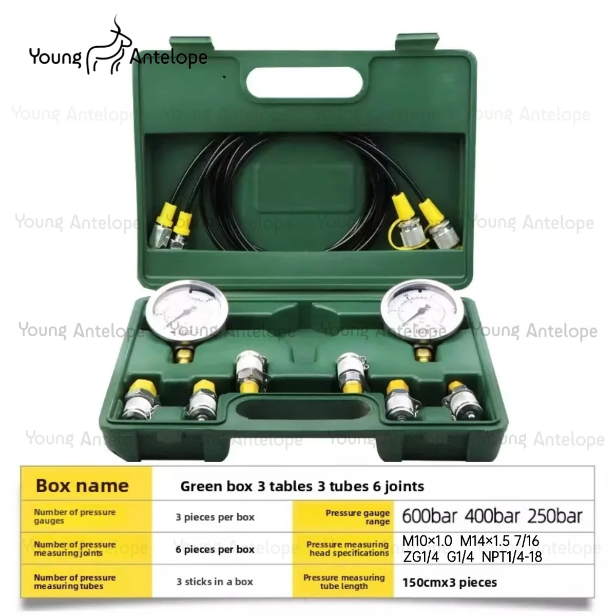 

Комплект для проверки гидравлического давления Набор гидравлических испытаний экскаватора с футляром для переноски тракторных машин с манометрами и муфтой