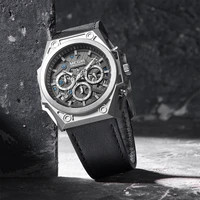 megir sports mens watches top brand luxury skeleton quartz watch men business chronograph wristwatch waterproof relogio masculin