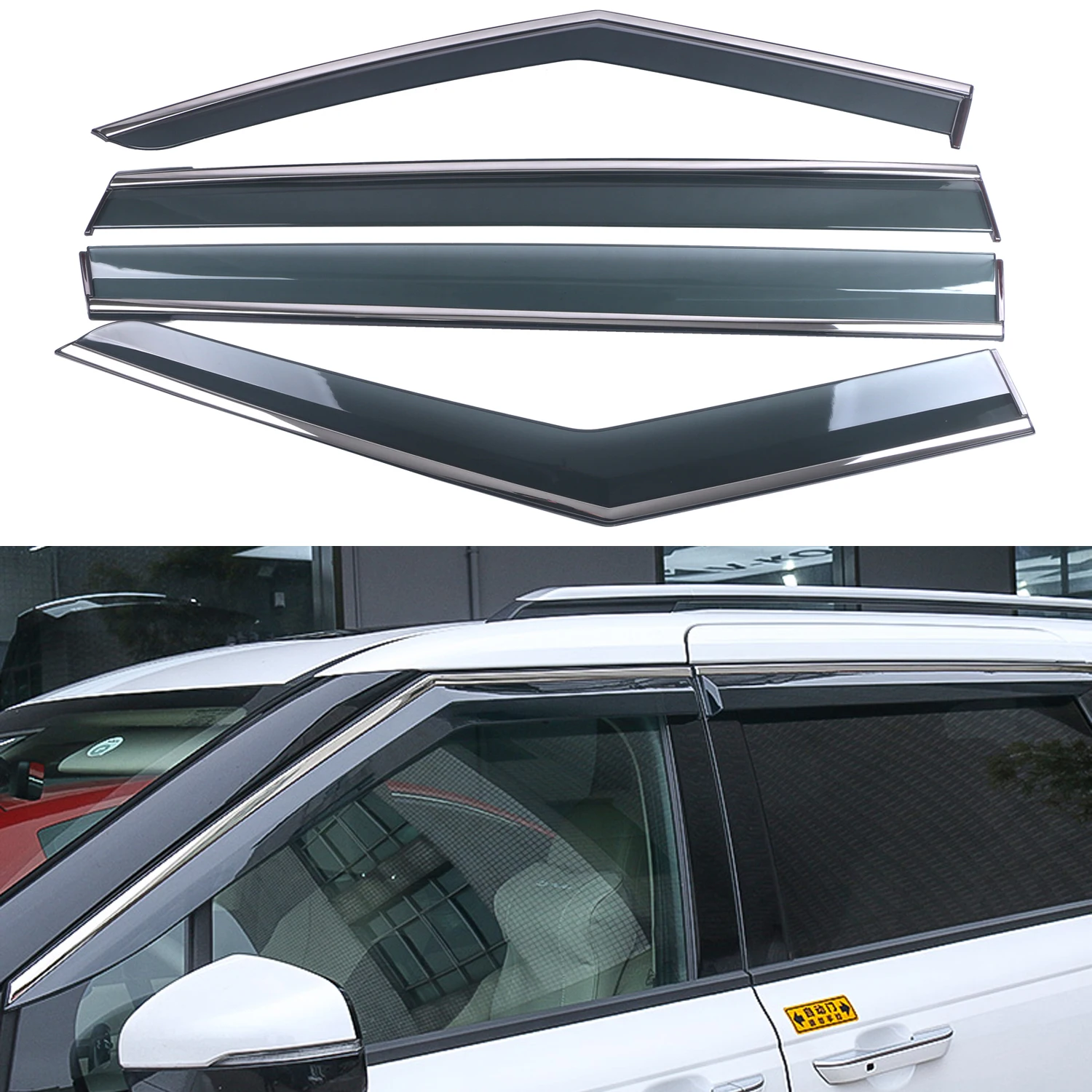 

Car Accessories for Kia Carnival 2021 2022 ABS Window Visor Rain Sun Shield Guard Deflector Trim 4pcs