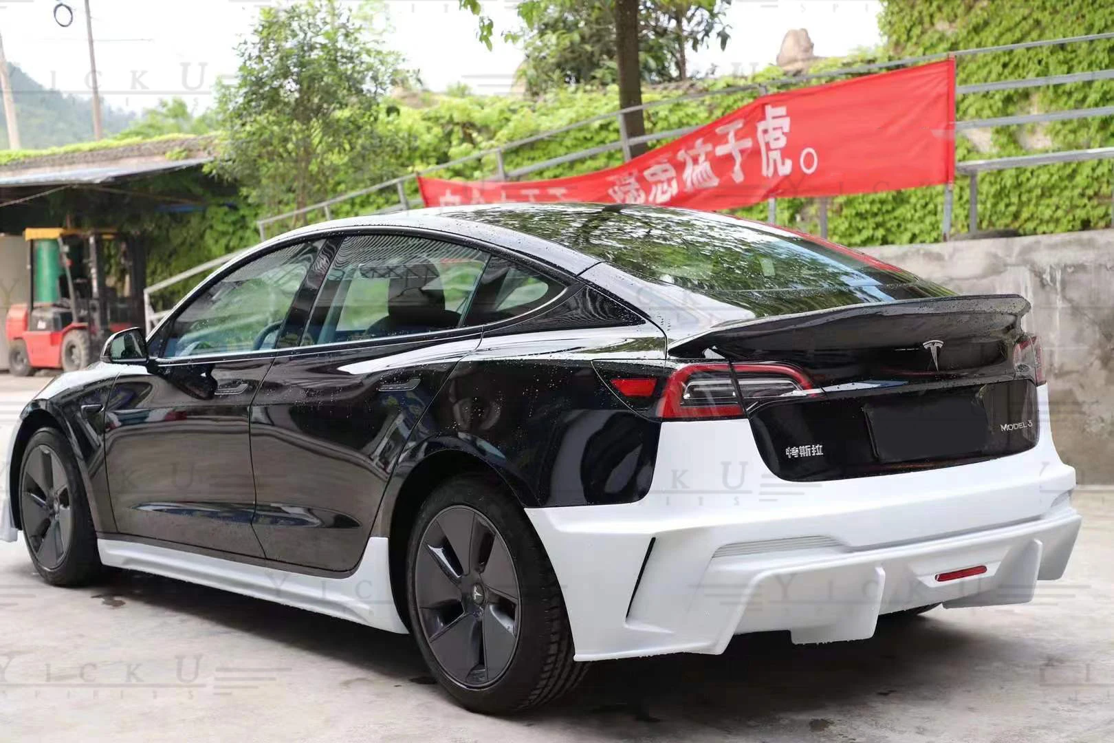 Фото Высококачественные автозапчасти для Teslas Model 3, обновленный хакер, стиль робота, комплект кузова, передний бампер, задний бампер, боковая юбка, боковые ступеньки FRP №5