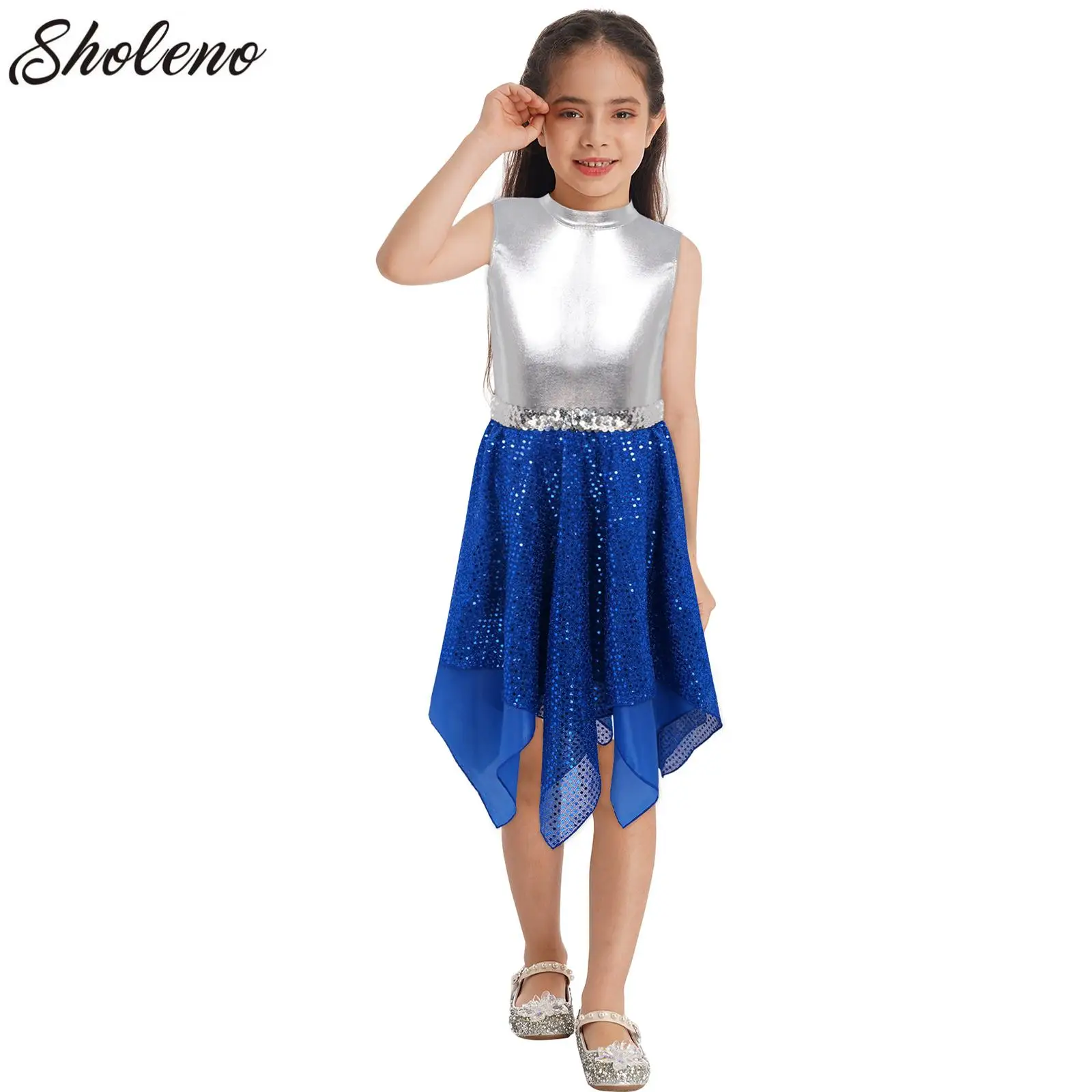 Детское платье для лирических танцев девочек нерегулярное балетное современная