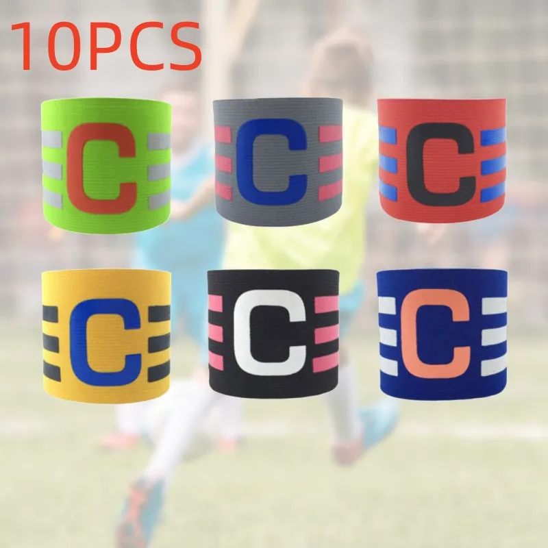 

10 PCS Nylon Soccer Armband Adjustable Football Captain Armband Comfortable Football Match Antiskid Magic Armband 28 Colors