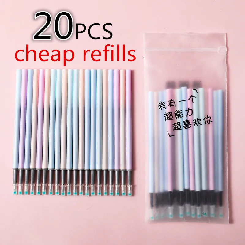 

Cheap Stationery Bagged 20pcs Gel Pen Refill Wholesale 0.5mm Black Needle Tube Bullet Refill for School Office Writing Supplies