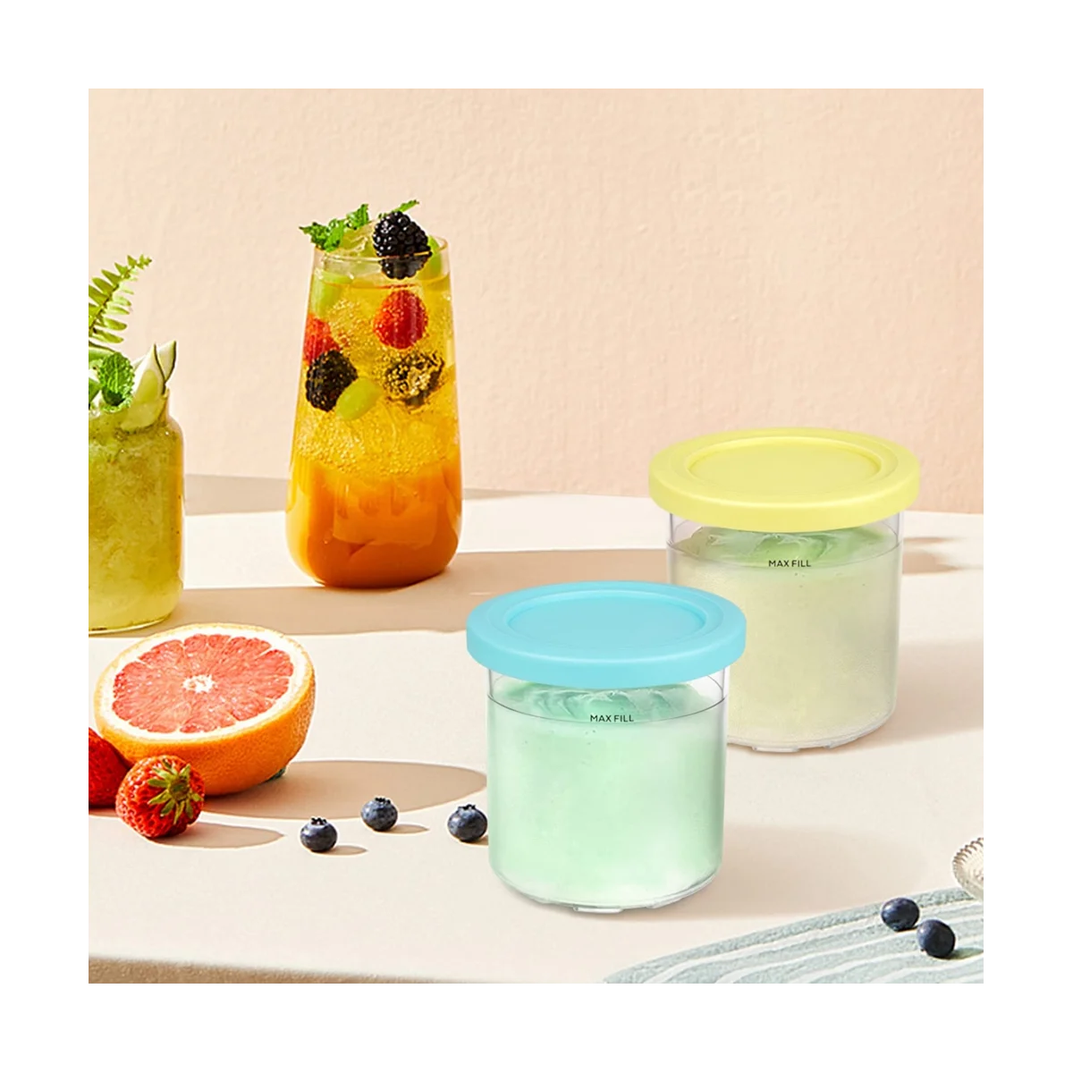 4 шт. пинты и крышки для мороженого Ninja Creami NC301 NC300 NC299AMZ