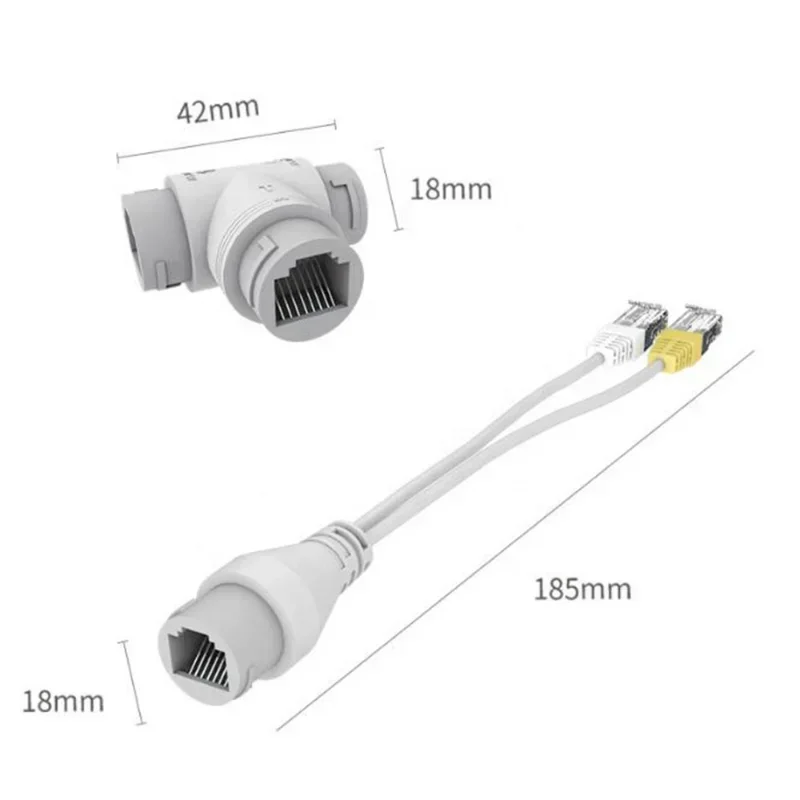 Разветвитель POE 2-в-1 Сетевой кабельный разъем Трехходовой RJ45 для установки камеры
