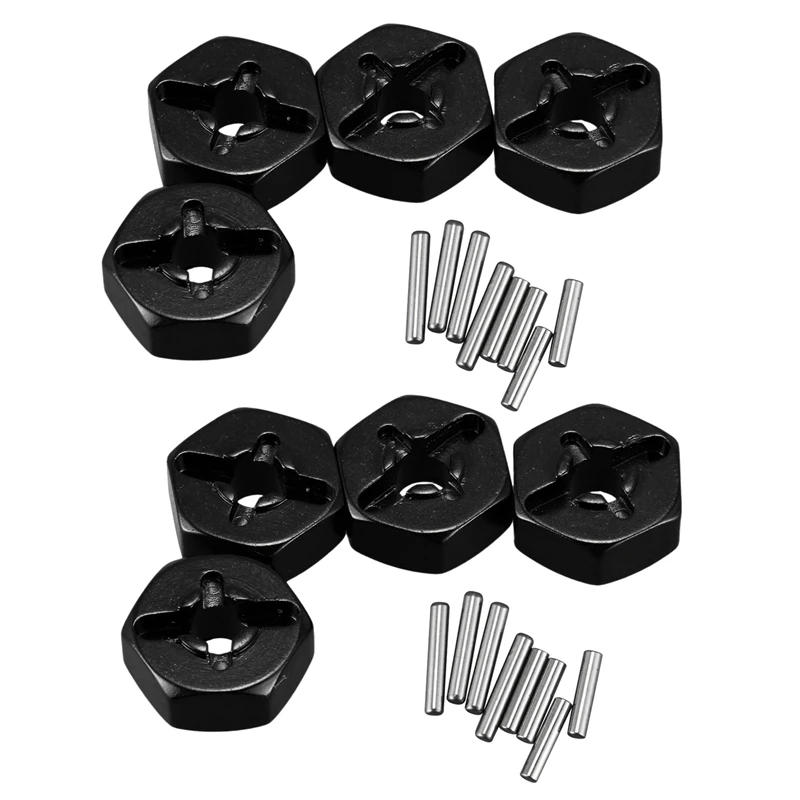 

8X Aluminum Alloy 12Mm Combiner Wheel Hub Hex Adapter Upgrades For Wltoys 144001 1/14 RC Car Spare Parts,Black
