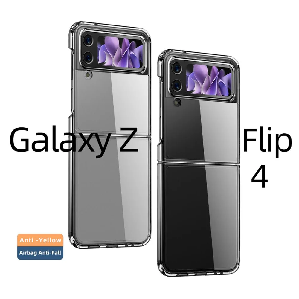 

For Samsung Galaxy Z Flip 4 Case Luxury Transparent Ice Crystal Clear Folding Shockproof Soft Edge High Hardness PC Back Cover