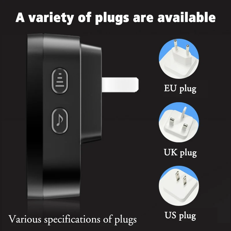 Водонепроницаемый умный беспроводной дверной звонок CACAZI автономный 60 мелодий