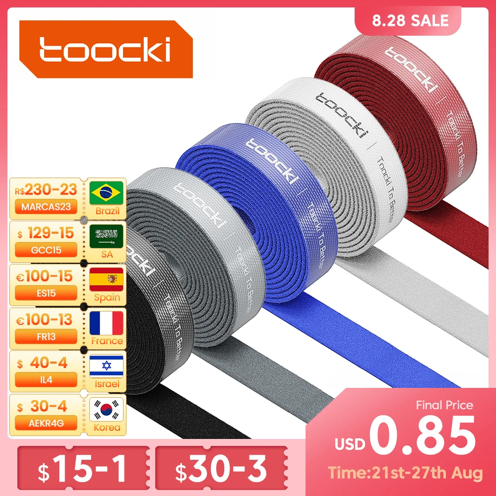 

ToocKi Cable Organizer USB Management Wire Winder Holder for Headphones PC Phone Charger Cord Protector Velcro Organiser Cables
