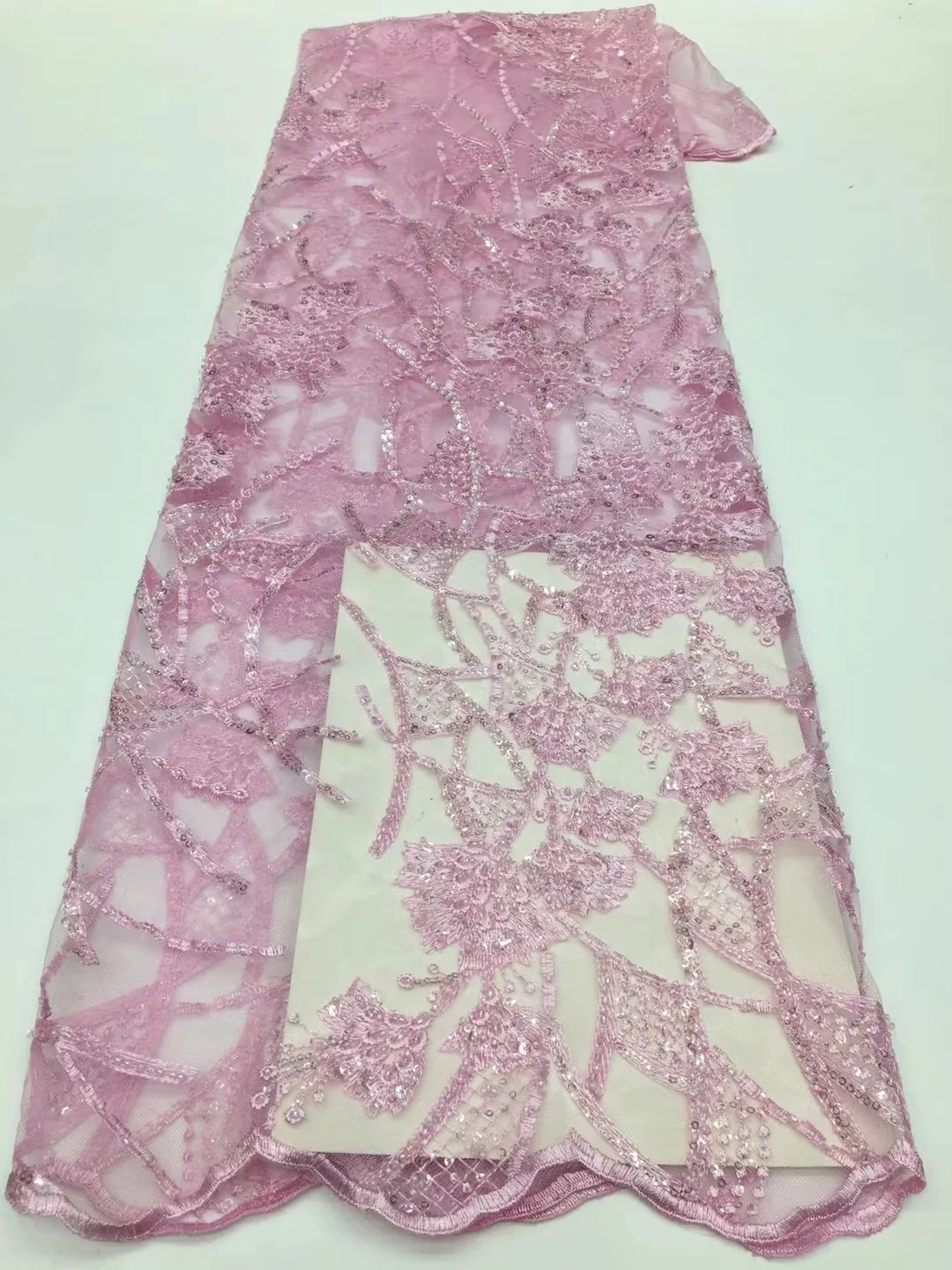 

Кружевная ткань ручной работы с бисером, роскошная качественная свадебная ткань для невесты, французские нигерийские бусины с блестками и вышивкой на тюле 5yrds X5476