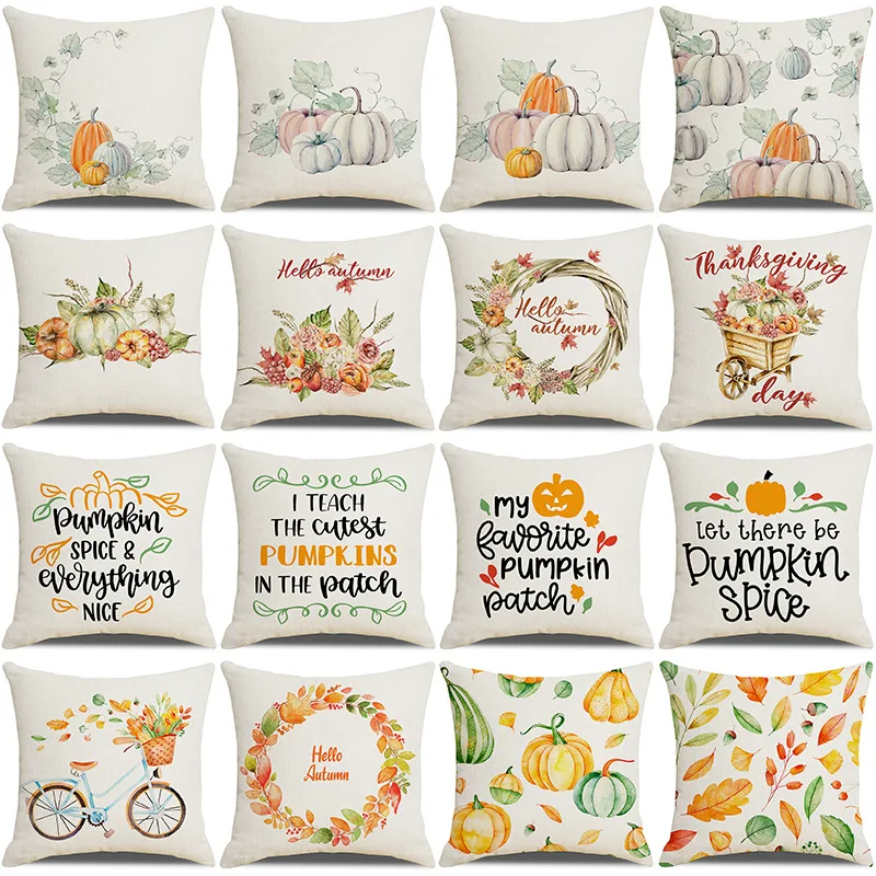 

Thanksgiving decoration Cushion cover Pumpkin Pillowcase Falling leaves cushion cover Sofa Pillow Covers 18″x18″ Cushion Case