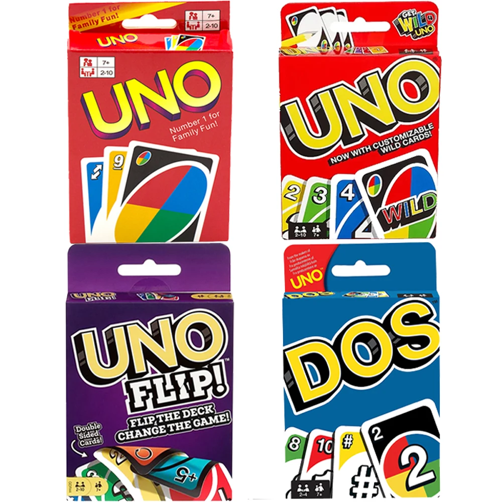 

ONE FLIP! Mattel UNO Board Games Playing Cards DOS Table Game Family Entertainment Fun Poker Party for Kids Birthday Gifts Toys