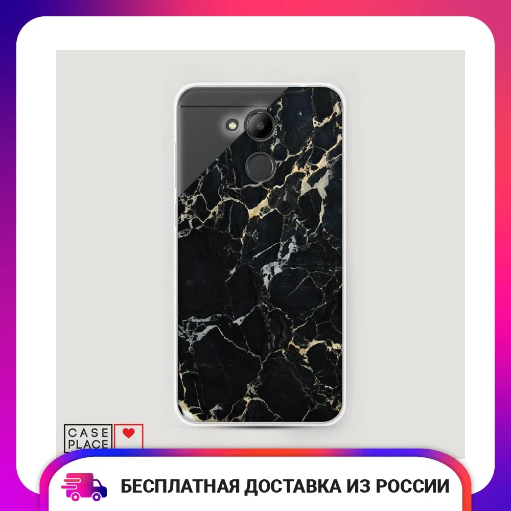 Силиконовый чехол для Honor 6C Pro Черный мраморный угол Тонкий мягкий полуобернутый яркой печатью Аксессуары для телефонов Защита мобильных и смартфонов.
