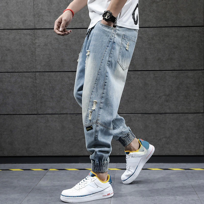New2022 New Hip Hop Harem Jeans Pants Men Loose Joggers Denim Casual Sweatpants Korea Ankle Length Trousers Streetwear Male Clot