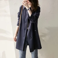 2022 autumn casual women trench coat solid color single breasted classic windbreaker korean fashion temperament female outerwear