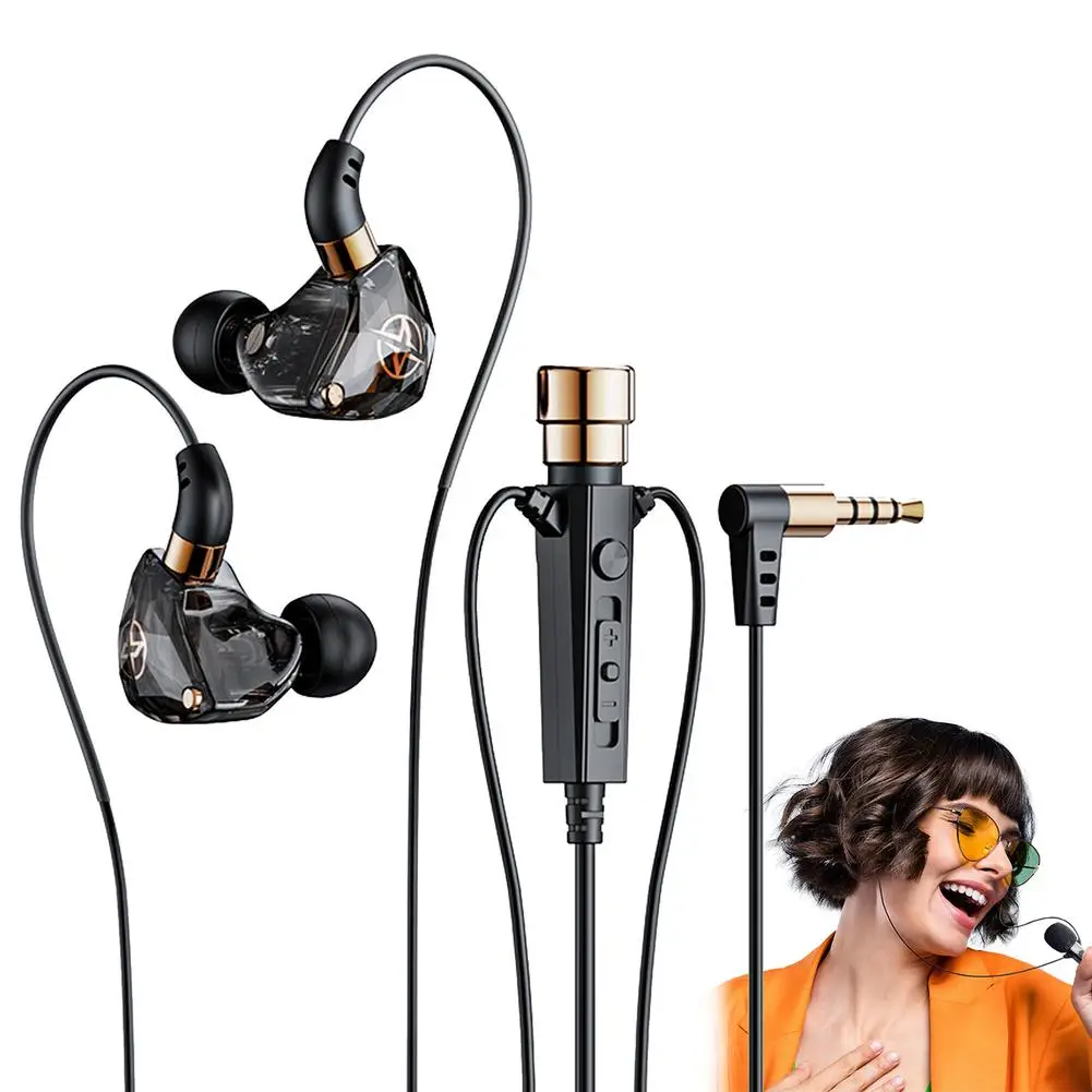 

Wired Headphones Hd Microphone 3.5mm Jack Wired Headset Earbud With Ear Hook for Live Singing Recording