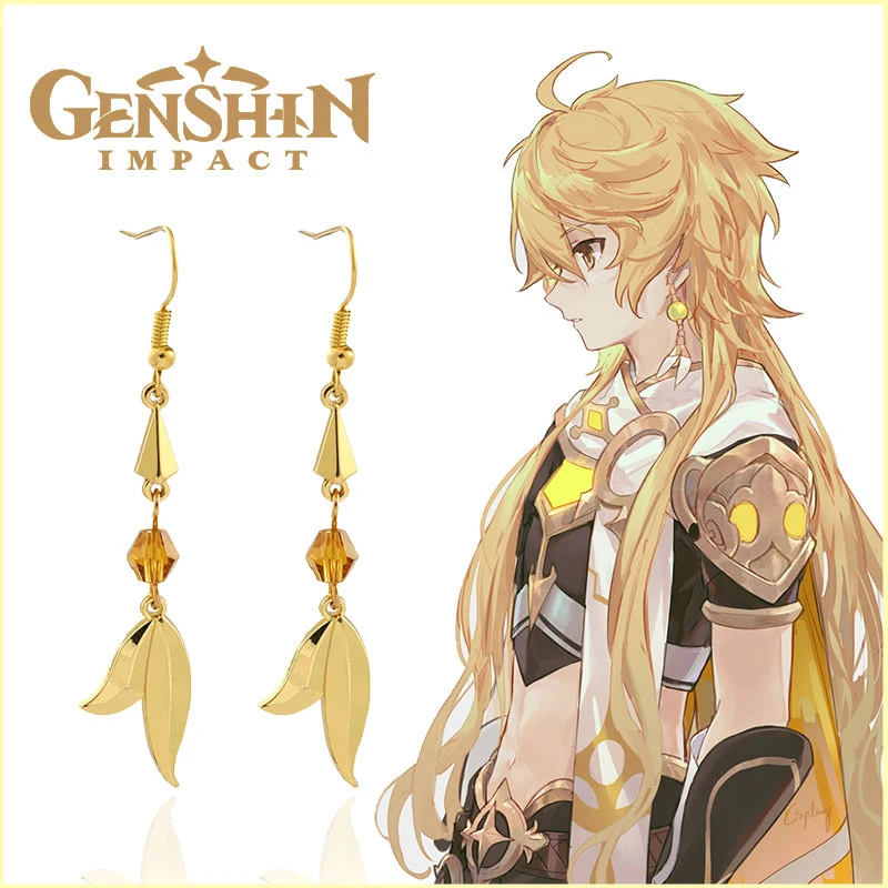 

Game Genshin Impact Aether Earrings Keqing Zhongli Qiqi Tartaglia Beidou Drop Earrings Ear Clip For Women Cosplay Props Jewelry