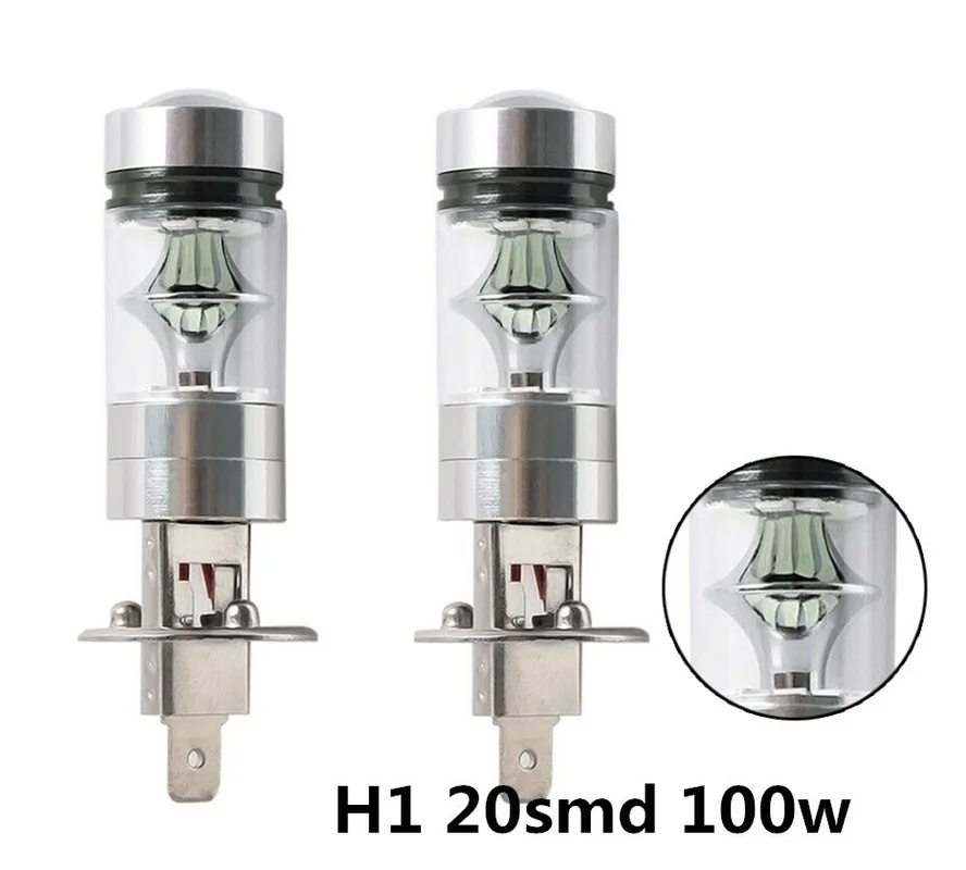 

2 шт., Автомобильные светодиодные лампы 100 Вт H1 H3 20SMD 6000 лм