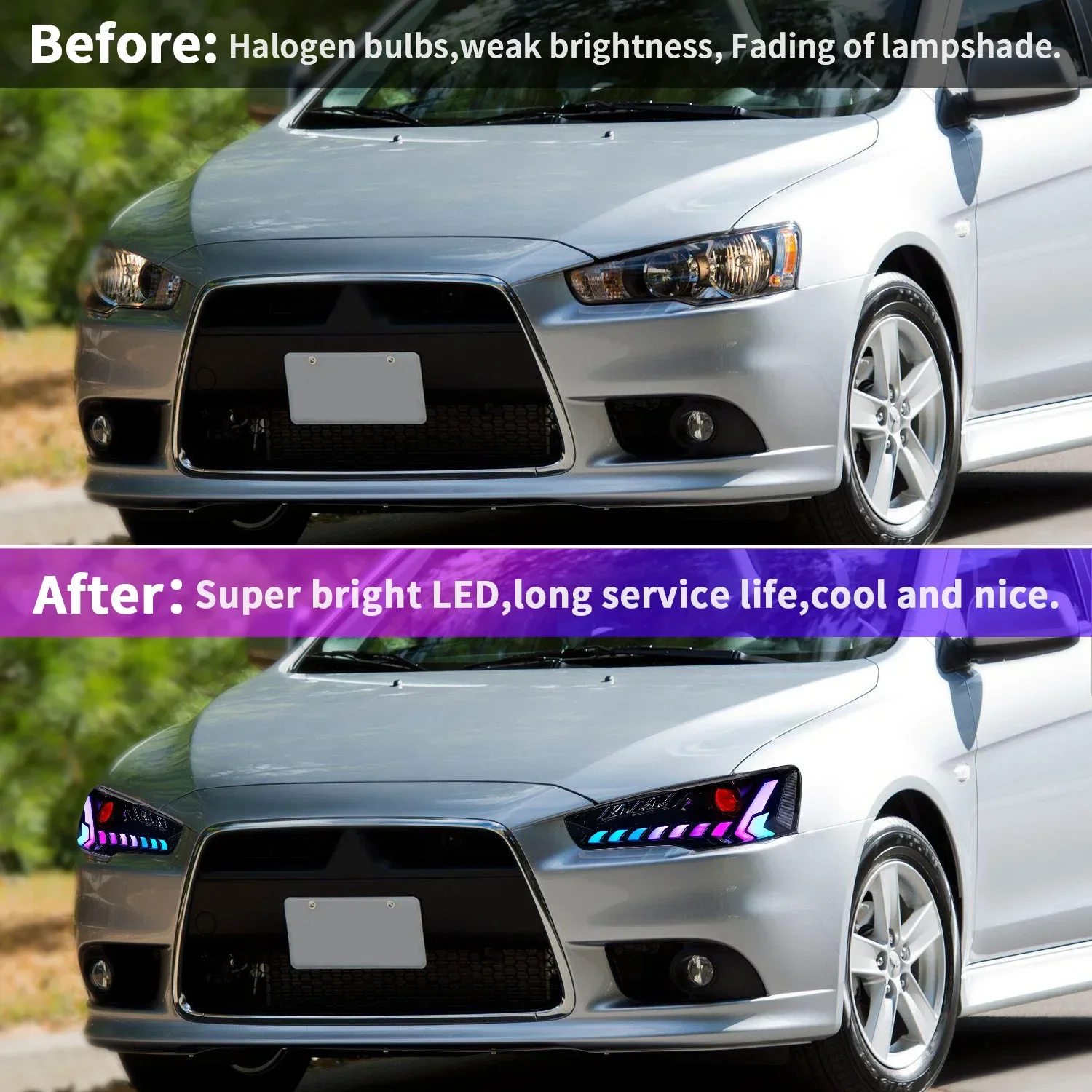 Для Mitsubishi Lancer EVO X фары передняя лампа 2008-18 динамический поворотный свет
