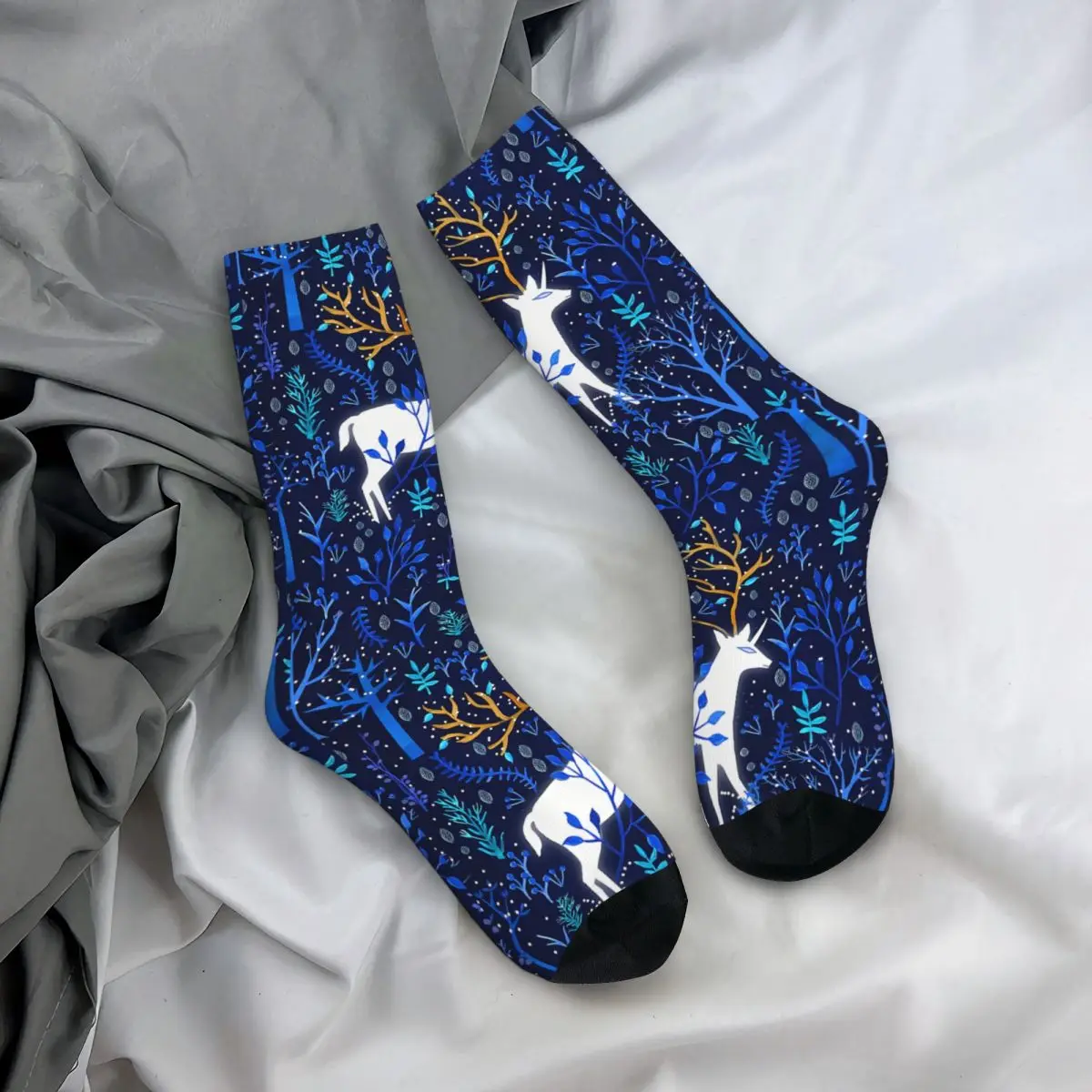 Голубые разноцветные Носки с рисунком