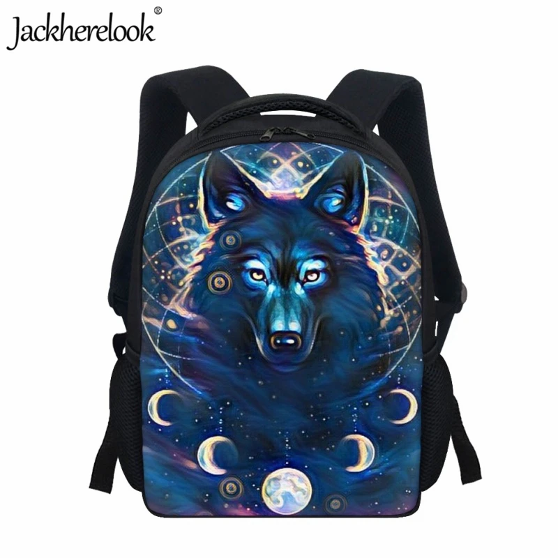 

Jackherelook Kindergarten Kids School Bag Fashion Art Wolf Pattern 3D Printing Backpack Children Popular Practical Bookbags Gift