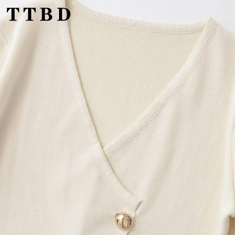 TTBD 2024 осенняя новая женская модная вязаная верхняя куртка с длинными рукавами