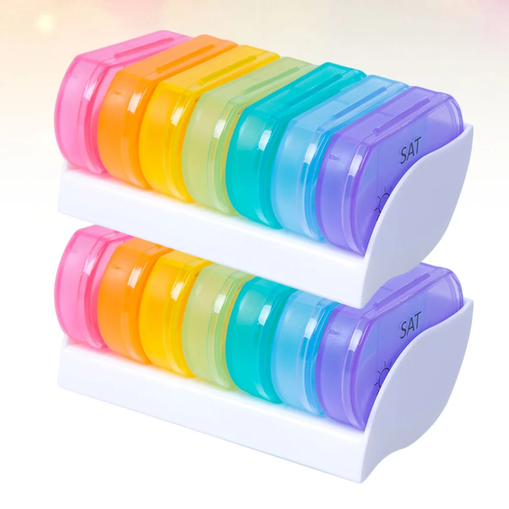 

2 Pcs Accessory Tray Weekly Box Case Household Box Day Night Vitamin Organizer Box Fish Oil Travel