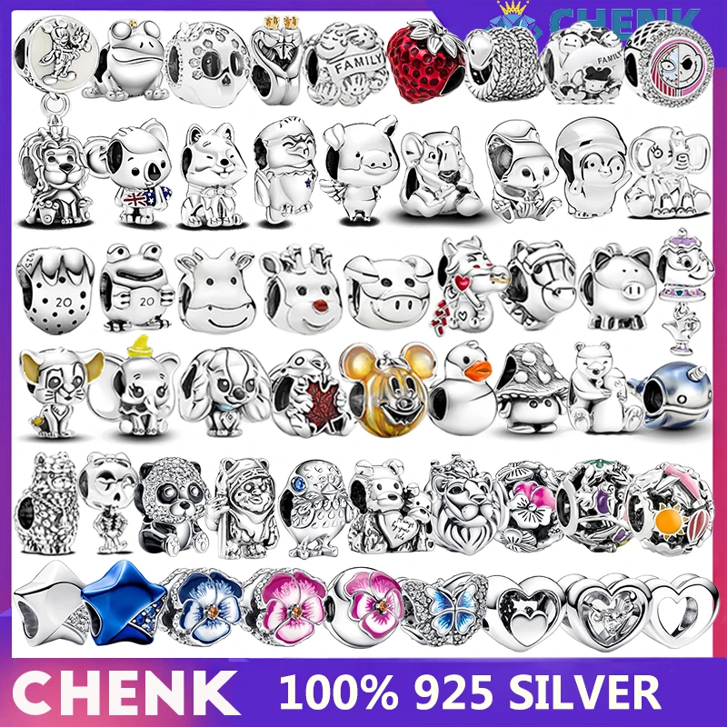 

Шарм 8 100% Стерлинговое Серебро 925 пробы, Шарм с головой милого мультяшного животного с красочными цветами, Шарм подходит для браслета оригинального дизайна, Модель 1:1