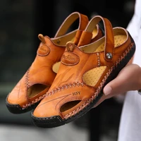 genuine leather men shoes summer mens sport outdoor sandals anti collision beach sandals slippers sneakers large size 38 48