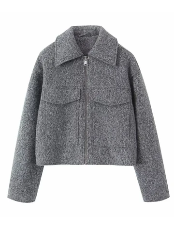 Tangada женское теплое серое шерстяное пальто большого размера на молнии 2023 Новое Женское пальто 4Q176